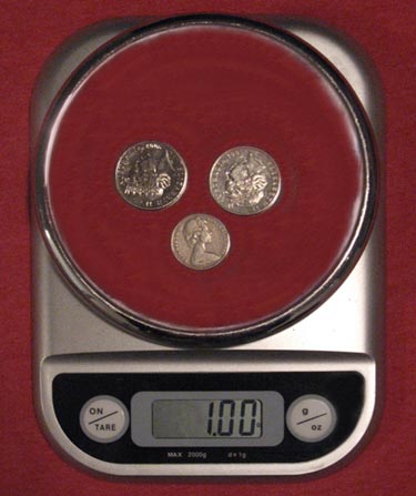 Fifty cents in coins weigh an ounce